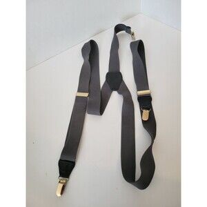 Men's Gray Adjustable Elastic Clip-On Suspenders with Leather Accents